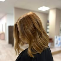 Golden blonde balayage created at the salon
